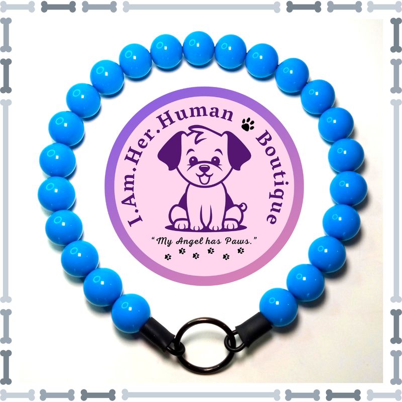 Light Blue, Chunky Bead Dog Collar, Bubblegum Bead Dog Collar, Beaded Dog Collar, Bubblegum Beaded Collar, Acrylic