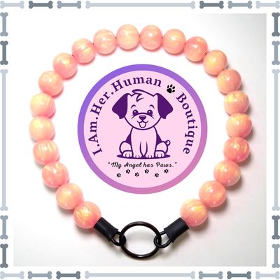 Pink &amp; White Shimmer, Chunky Glam Bead Dog Collar, Bubblegum Bead Dog Collar, Beaded Dog Collar, Bubblegum Beaded Collar, Acrylic