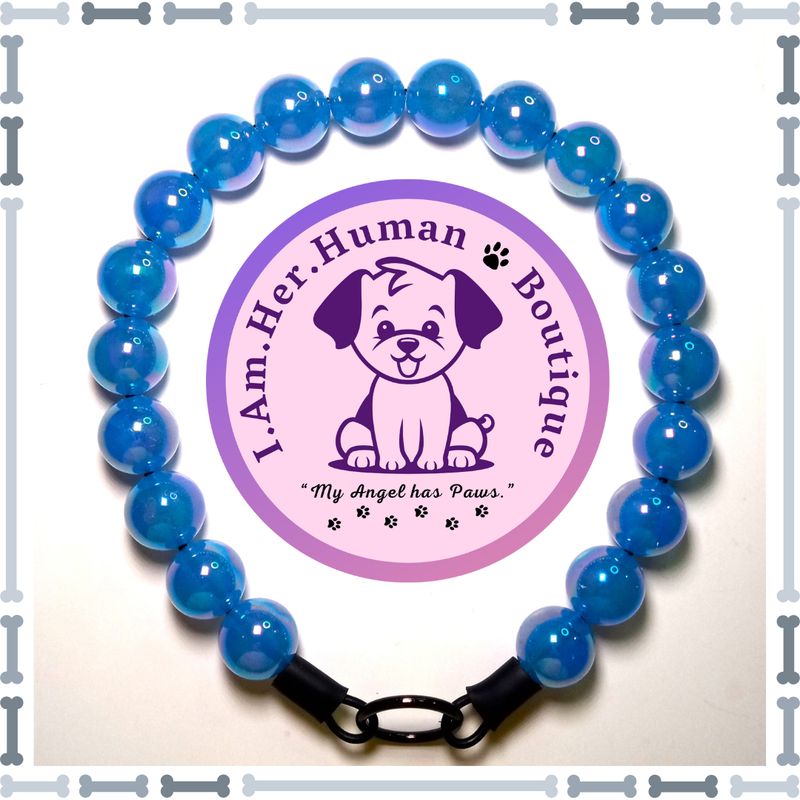 "Blue Sky Bubbles" Chunky Bead Collar Light Blue, Jelly, Chunky Bead Dog Collar, Bubblegum Beaded Collar, Beaded Dog Collar, Pastel Colors, Acrylic