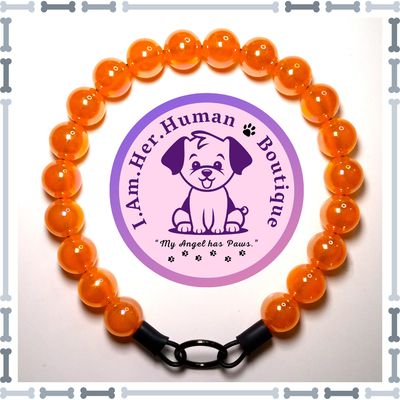Orange, Jelly, Chunky Bead Dog Collar, Bubblegum Beaded Collar, Beaded Dog Collar, Pastel Colors, Acrylic