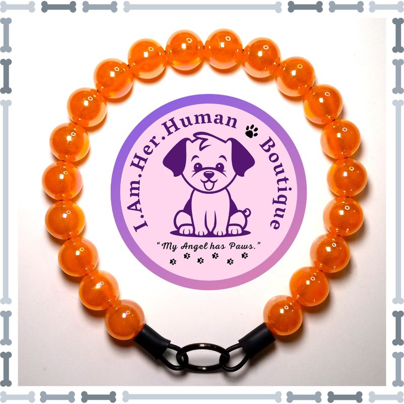 "Tangerine Bubbles" Chunky Bead Collar Orange, Jelly, Chunky Bead Dog Collar, Bubblegum Beaded Collar, Beaded Dog Collar, Pastel Colors, Acrylic