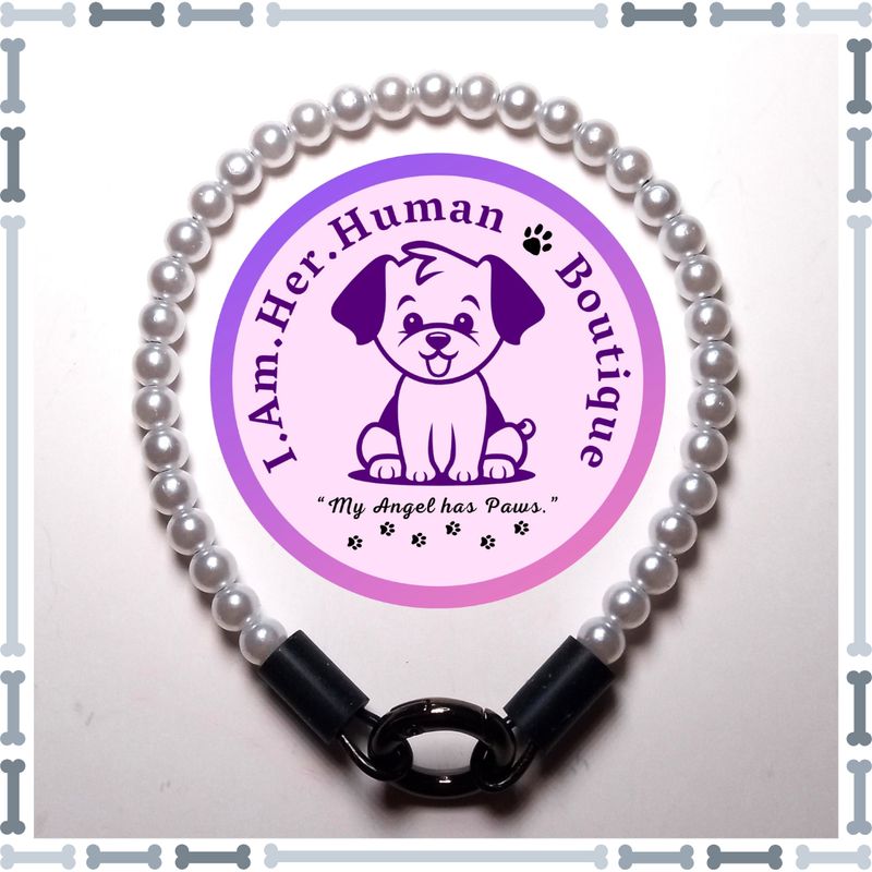 "Lil White Pearls" XXS Mini Bead Necklace Collar White Pearls, XXS Mini Bead Dog Necklace Collar, Bubblegum Bead Dog Collar, XXS Mini Beaded Dog Collar, Bubblegum Beaded Collar, Beaded Necklace, Acrylic