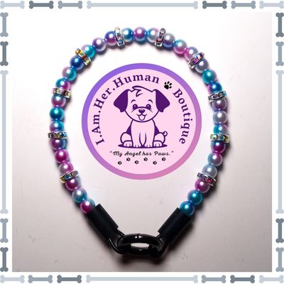Blue &amp; Pink Ombre Mermaid Pearls, Spacer Beads, XXS Mini Bead Dog Necklace Collar, Bubblegum Bead Dog Collar, XXS Mini Beaded Dog Collar, Bubblegum Beaded Collar, Beaded Necklace, Acrylic