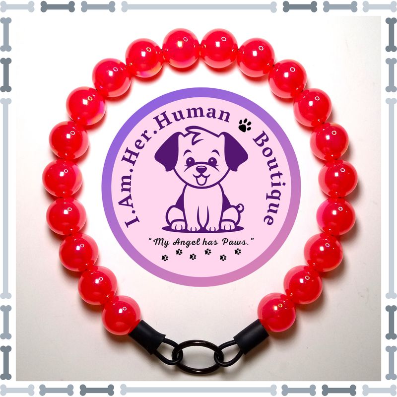 "Pink Rose Bubbles" Chunky Bead Collar Hot Pink, Jelly, Chunky Bead Dog Collar, Bubblegum Beaded Collar, Beaded Dog Collar, Pastel Colors, Acrylic