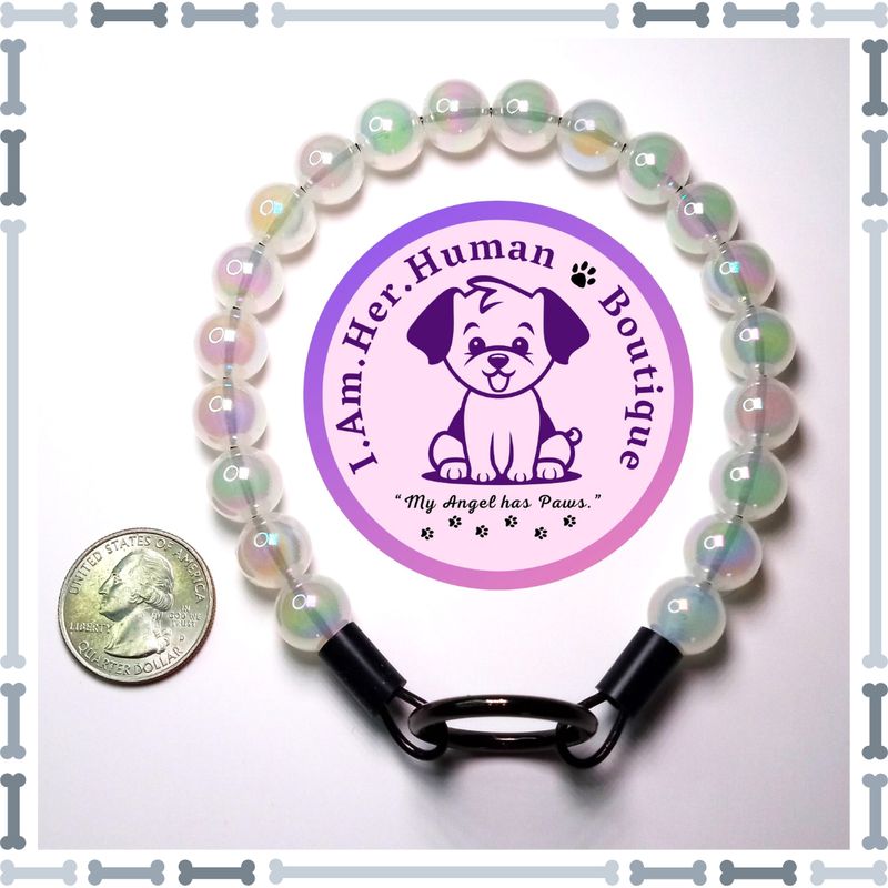"Lil Snow Bubbles" XS Mini Bead Collar White Jelly AB, XS Mini Bead Dog Collar, Bubblegum Bead Dog Collar, XS Mini Beaded Dog Collar, Bubblegum Beaded Collar, Acrylic