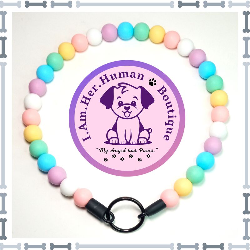 Pastel Colors, Silicone Bead Dog Collar, Bubblegum Bead Dog Collar, Beaded Dog Collar, Bubblegum Beaded Collar, Silicone