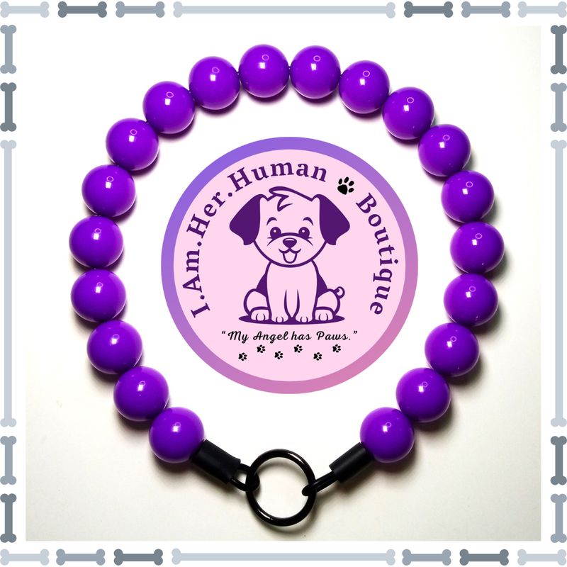 Purple, Chunky Bead Dog Collar, Bubblegum Bead Dog Collar, Beaded Dog Collar, Bubblegum Beaded Collar, Acrylic