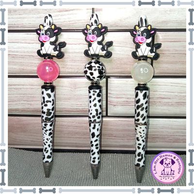 Refillable, Cow Print, Beaded Pens, Pen Set