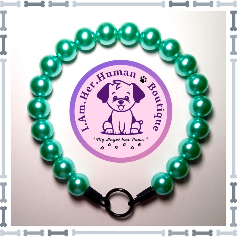 Mint Pearls, Chunky Glam Bead Dog Collar, Bubblegum Bead Dog Collar, Beaded Dog Collar, Bubblegum Beaded Collar, Acrylic