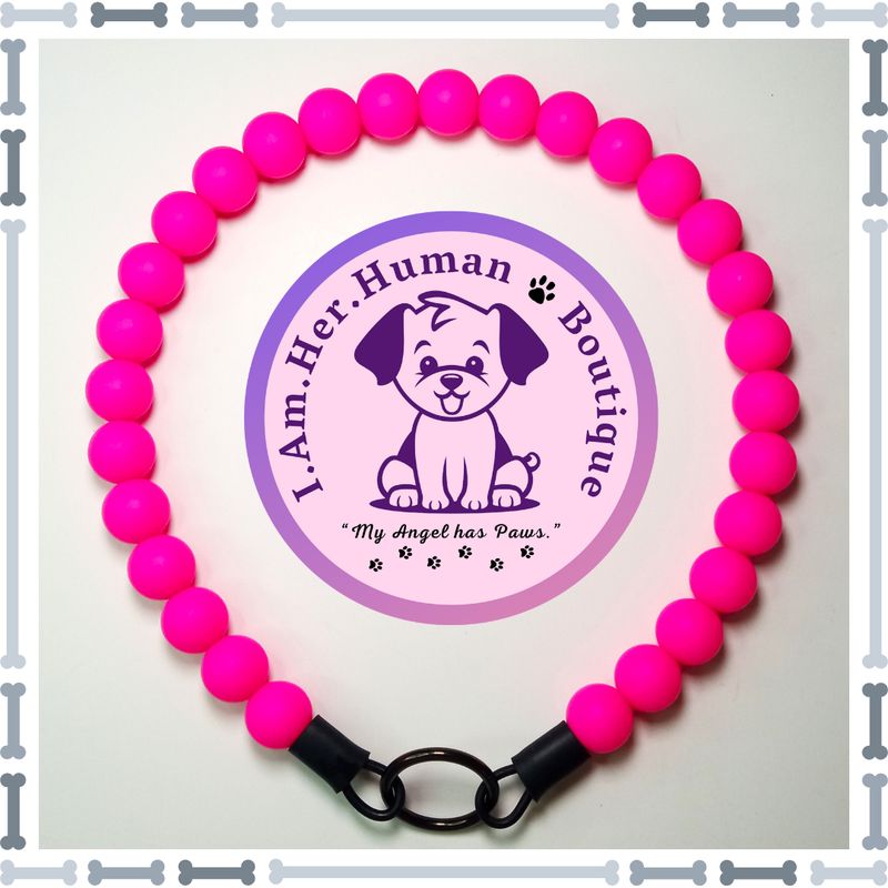 Hot Pink, Silicone Bead Dog Collar, Bubblegum Bead Dog Collar, Beaded Dog Collar, Bubblegum Beaded Collar, Silicone