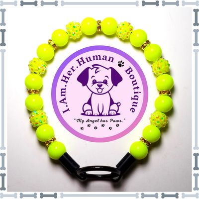 Neon Yellow Rhinestone, Neon Yellow, Spacer Beads, XS Mini Glam Bead Dog Collar, Bubblegum Bead Dog Collar, XS Mini Beaded Dog Collar, Bubblegum Beaded Collar, Acrylic