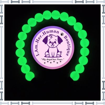 Lime Green, Glow in the dark, XS Mini Bead Dog Collar, Bubblegum Bead Dog Collar, XS Mini Beaded Dog Collar, Bubblegum Beaded Collar, Acrylic