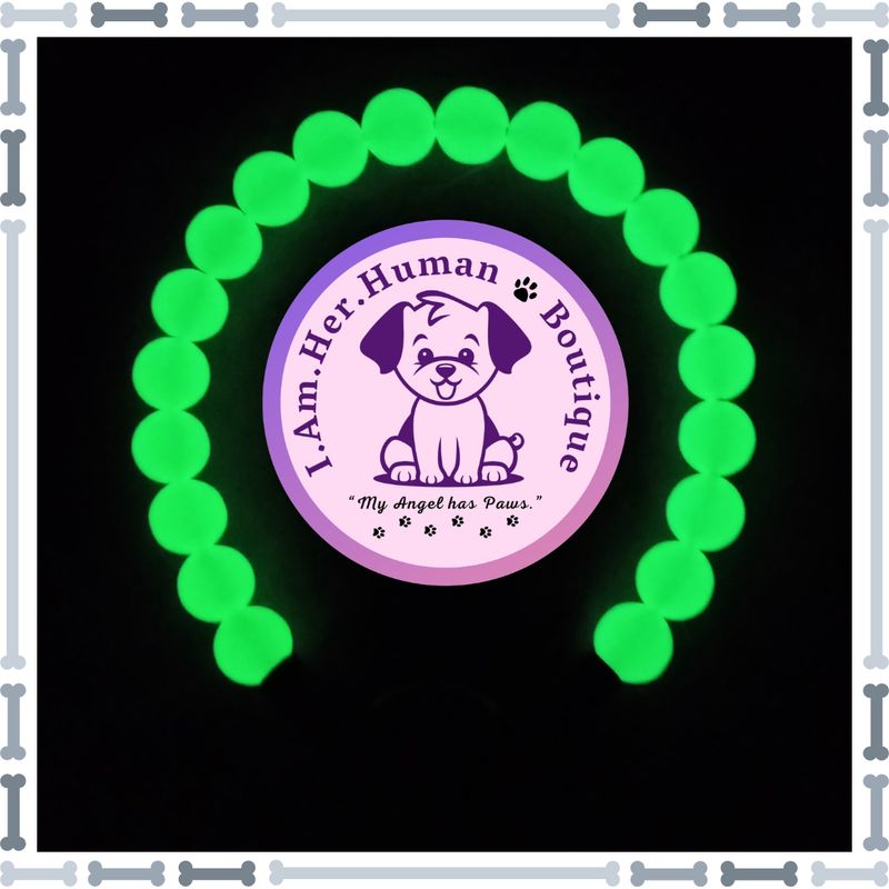 Lime Green, Glow in the dark, XS Mini Bead Dog Collar, Bubblegum Bead Dog Collar, XS Mini Beaded Dog Collar, Bubblegum Beaded Collar, Acrylic