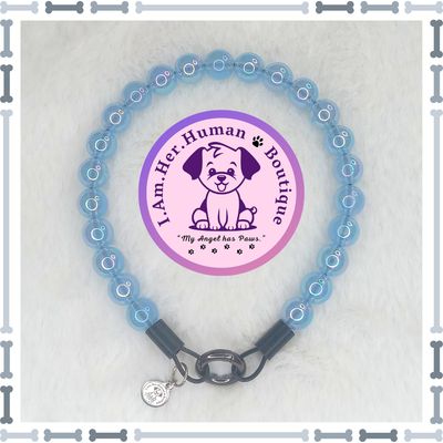 Lil Blue Sky Bubbles | Beaded Dog Collar | Bubblegum Dog Collar | Dog Pearls | Dog Necklace | Acrylic Bead Collar | Slip On | Light Blue | Small Dog Collar