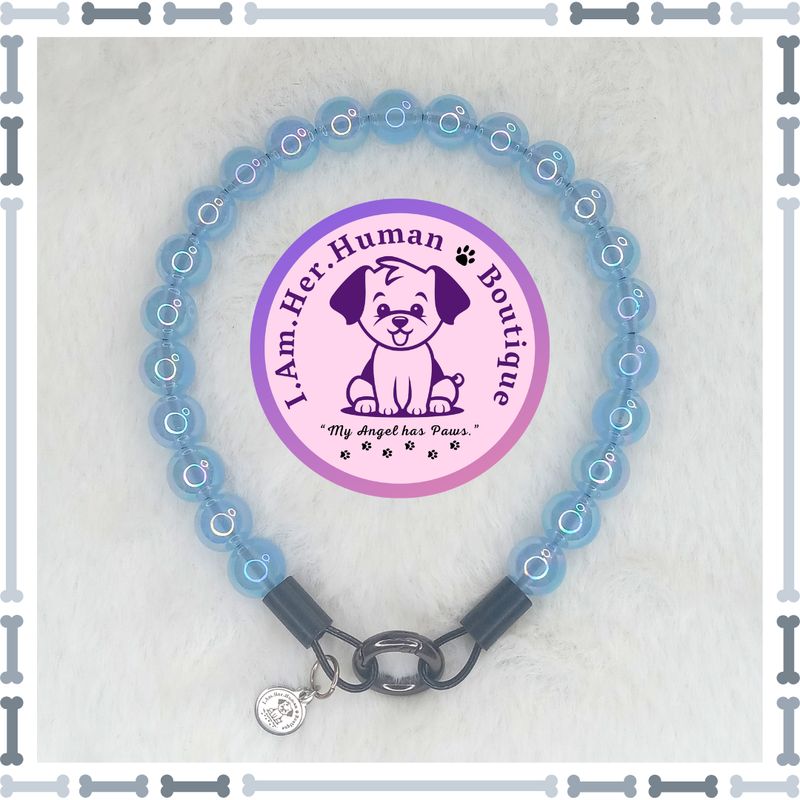 Lil Blue Sky Bubbles | Beaded Dog Collar | Bubblegum Dog Collar | Dog Pearls | Dog Necklace | Acrylic Bead Collar | Slip On | Light Blue | Small Dog Collar