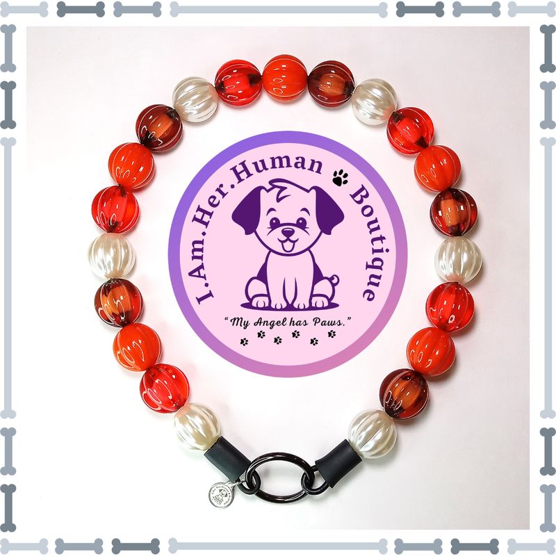 Thanksgiving, Autumn, Pumpkin Bubblegum Beads, Chunky Glam Bead Dog Collar, Bubblegum Bead Dog Collar, Beaded Dog Collar, Bubblegum Beaded Collar, Acrylic