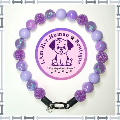 "Purple Orchid Fantasy" Chunky Glam Bead Collar Purple Beads, Sugar Rhinestone, Solid, Solid AB, Chunky Glam Bead Dog Collar, Bubblegum Beaded Dog Collar, Bead Dog Collar, Acrylic, Dog Pearls, Bead Dog Necklace