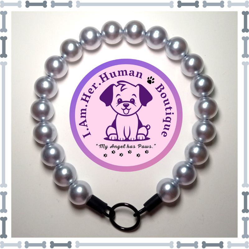 White Pearls, Chunky Glam Bead Dog Collar, Bubblegum Bead Dog Collar, Beaded Dog Collar, Bubblegum Beaded Collar, Acrylic