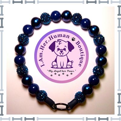 Navy Blue Rhinestone, Navy Blue Pearl, Navy Blue Solid, Chunky Glam Bead Dog Collar, Bubblegum Bead Dog Collar, Beaded Dog Collar, Bubblegum Beaded Collar, Acrylic
