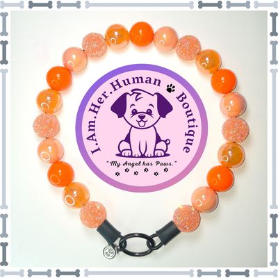Orange Beads, Sugar Rhinestone, Solid, Solid AB, Chunky Glam Bead Dog Collar, Bubblegum Beaded Dog Collar, Bead Dog Collar, Acrylic, Dog Pearls, Bead Dog Necklace