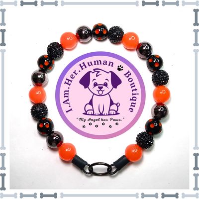 Halloween, Glow in the Dark, Rhinestone, Polka Dots, Chunky Glam Bead Dog Collar, Bubblegum Bead Dog Collar, Beaded Dog Collar, Bubblegum Beaded Collar, Acrylic