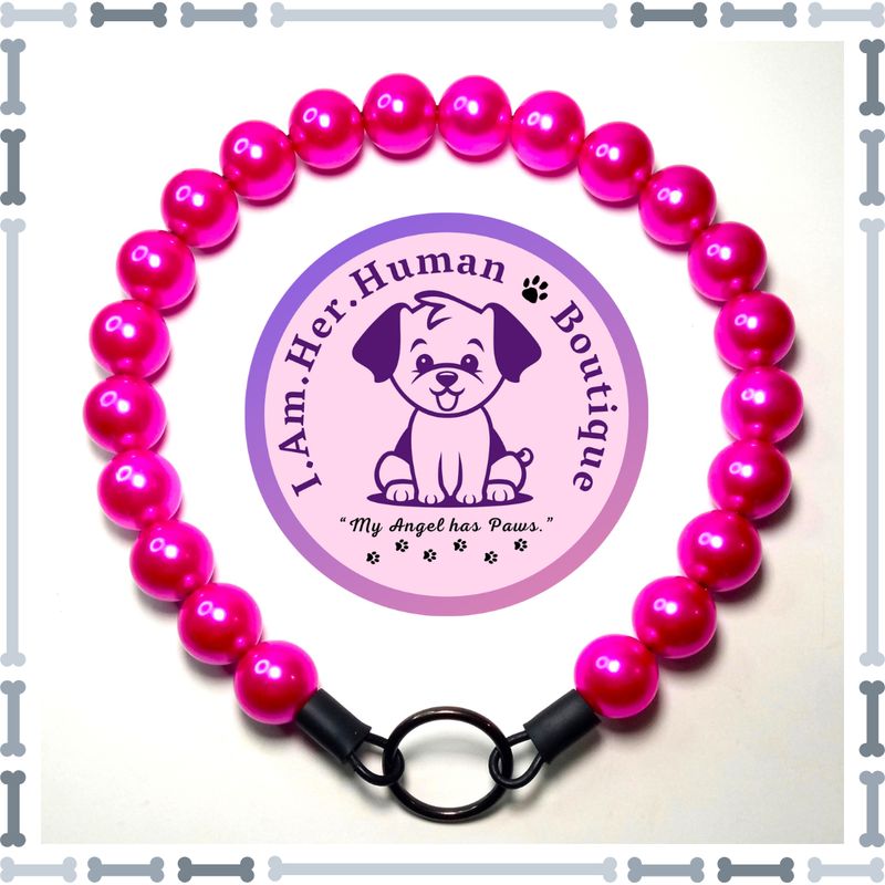 Hot Pink Pearls, Chunky Glam Bead Dog Collar, Bubblegum Bead Dog Collar, Beaded Dog Collar, Bubblegum Beaded Collar, Acrylic