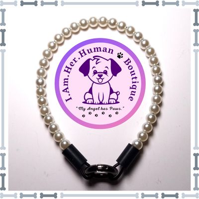 "Lil Cream Pearls" XXS Mini Bead Necklace Collar Cream Pearls, XXS Mini Bead Dog Necklace Collar, Bubblegum Bead Dog Collar, XXS Mini Beaded Dog Collar, Bubblegum Beaded Collar, Beaded Necklace, Acrylic