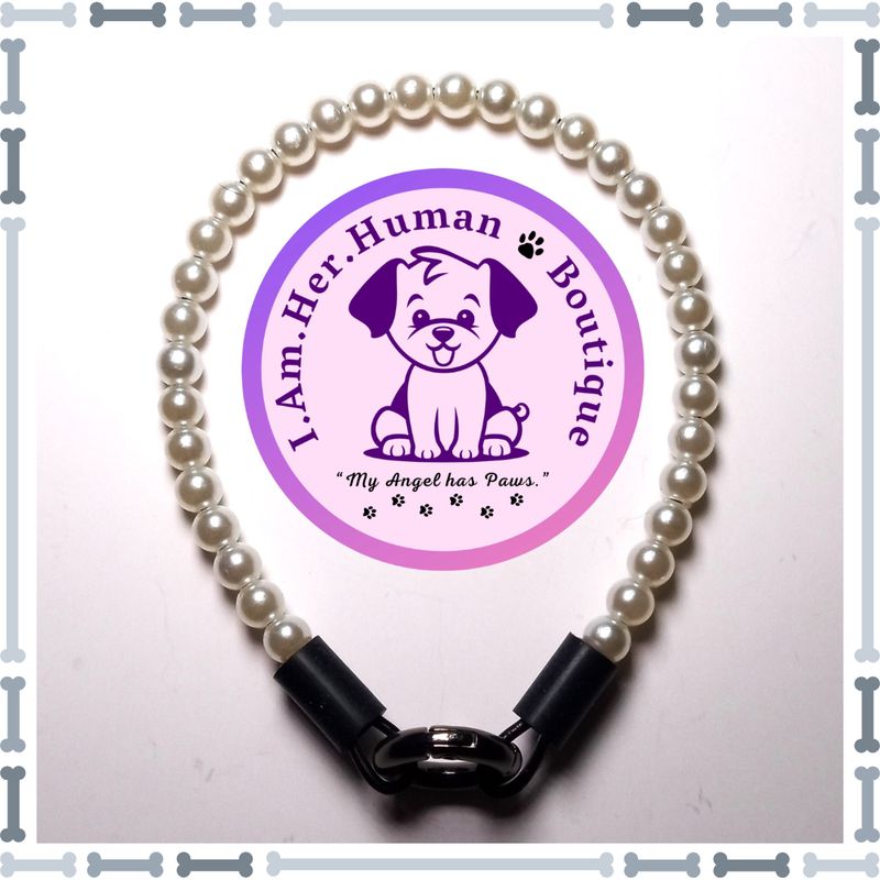 "Lil Cream Pearls" XXS Mini Bead Necklace Collar Cream Pearls, XXS Mini Bead Dog Necklace Collar, Bubblegum Bead Dog Collar, XXS Mini Beaded Dog Collar, Bubblegum Beaded Collar, Beaded Necklace, Acrylic