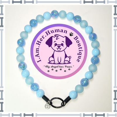 Blue Frost, Blue Solid, Blue Opalescence, Mini Glam Bead Dog Collar, Bubblegum Bead Dog Collar, Mini Beaded Dog Collar, Bubblegum Beaded Collar, Acrylic