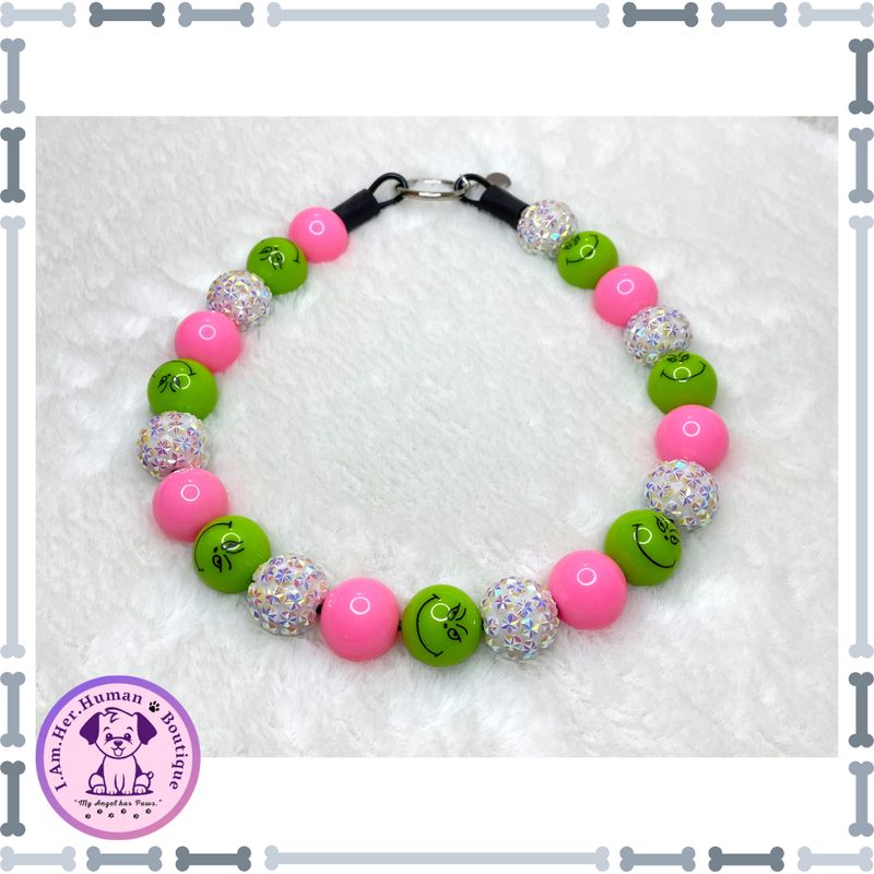 "Miss Grinchy" Chunky Glam Bead Collar (17 INCHES) - READY TO SHIP!
