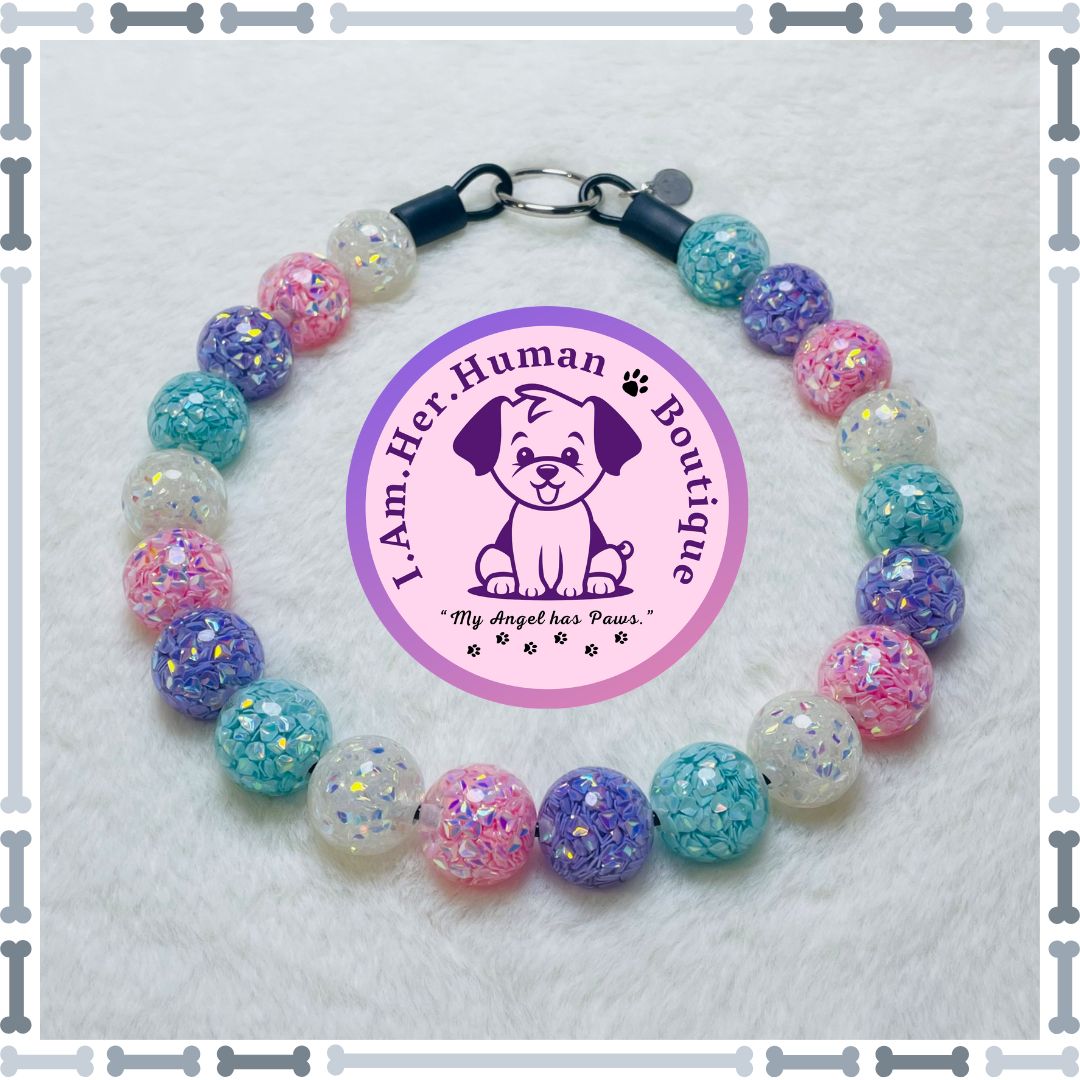 Majestic Springtime | Bubblegum Collar | Beaded Dog Collar | Dog Pearls | Dog Necklace | Pastel Confetti | Acrylic | Slip On