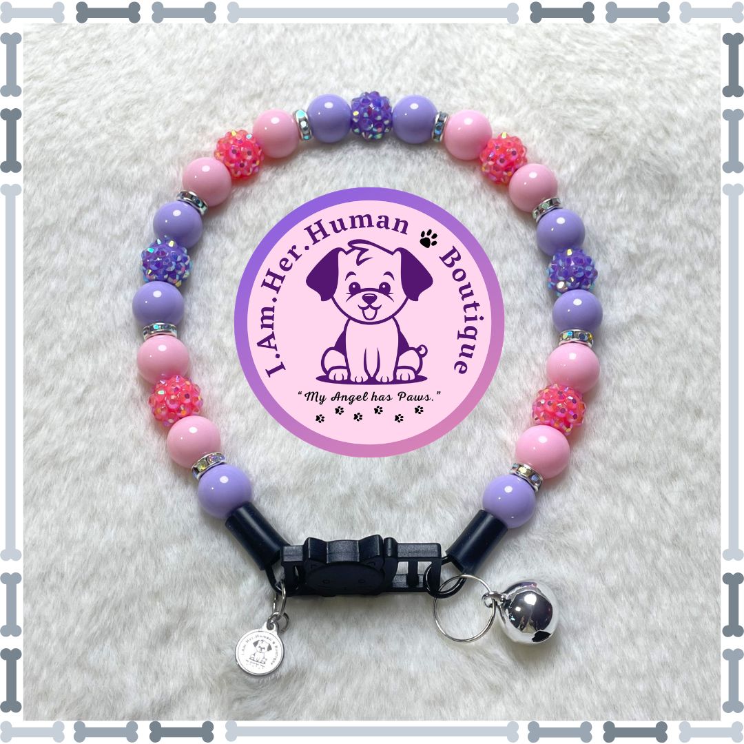 Blushing Sugar Plum | Bubblegum Pet Collar | Pet Pearls | Bead Pet Necklace | Acrylic | Slip On | Cat | Dog | Breakaway