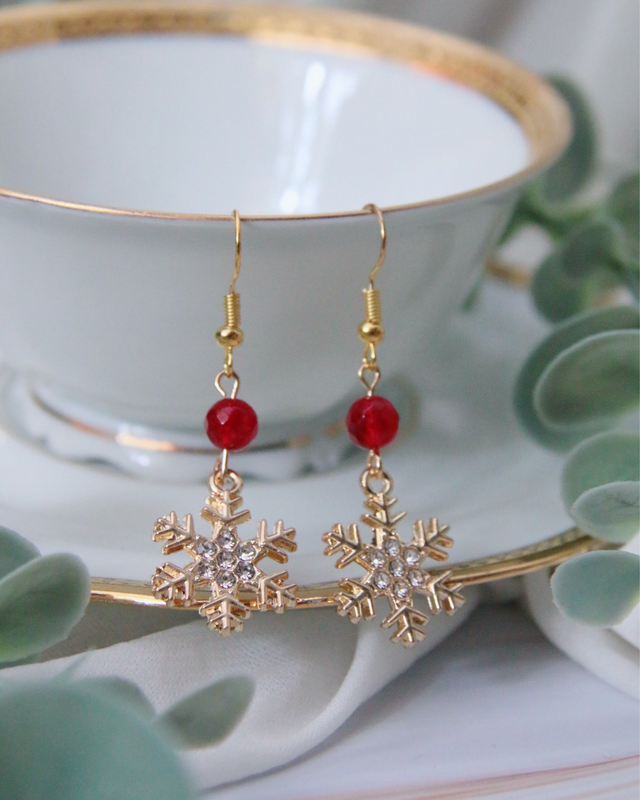 Boucle d’oreille - Flocon Rouge
