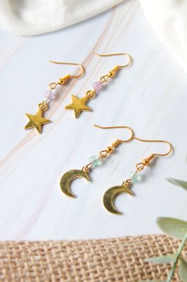 Boucle d&#39;oreille - Lune et étoile