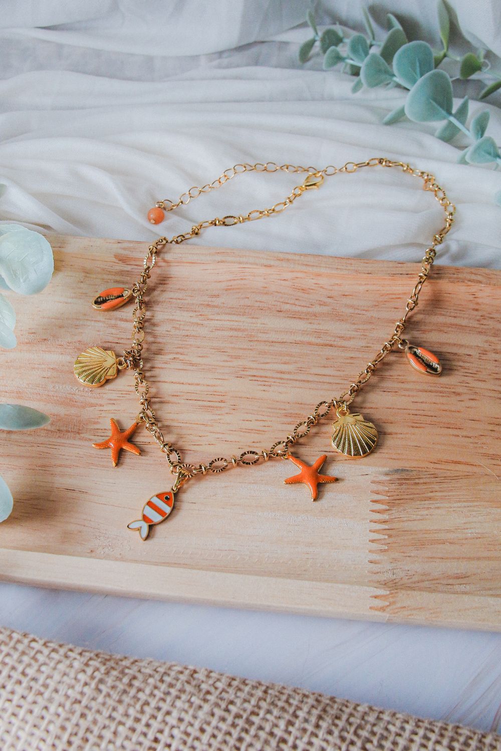 Collier - Poisson orange coquillage