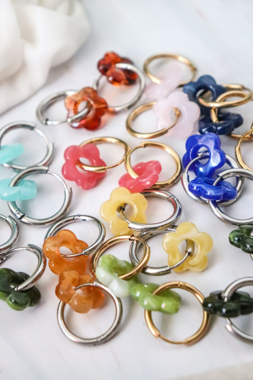 Boucle d'oreille - fleurs colorées