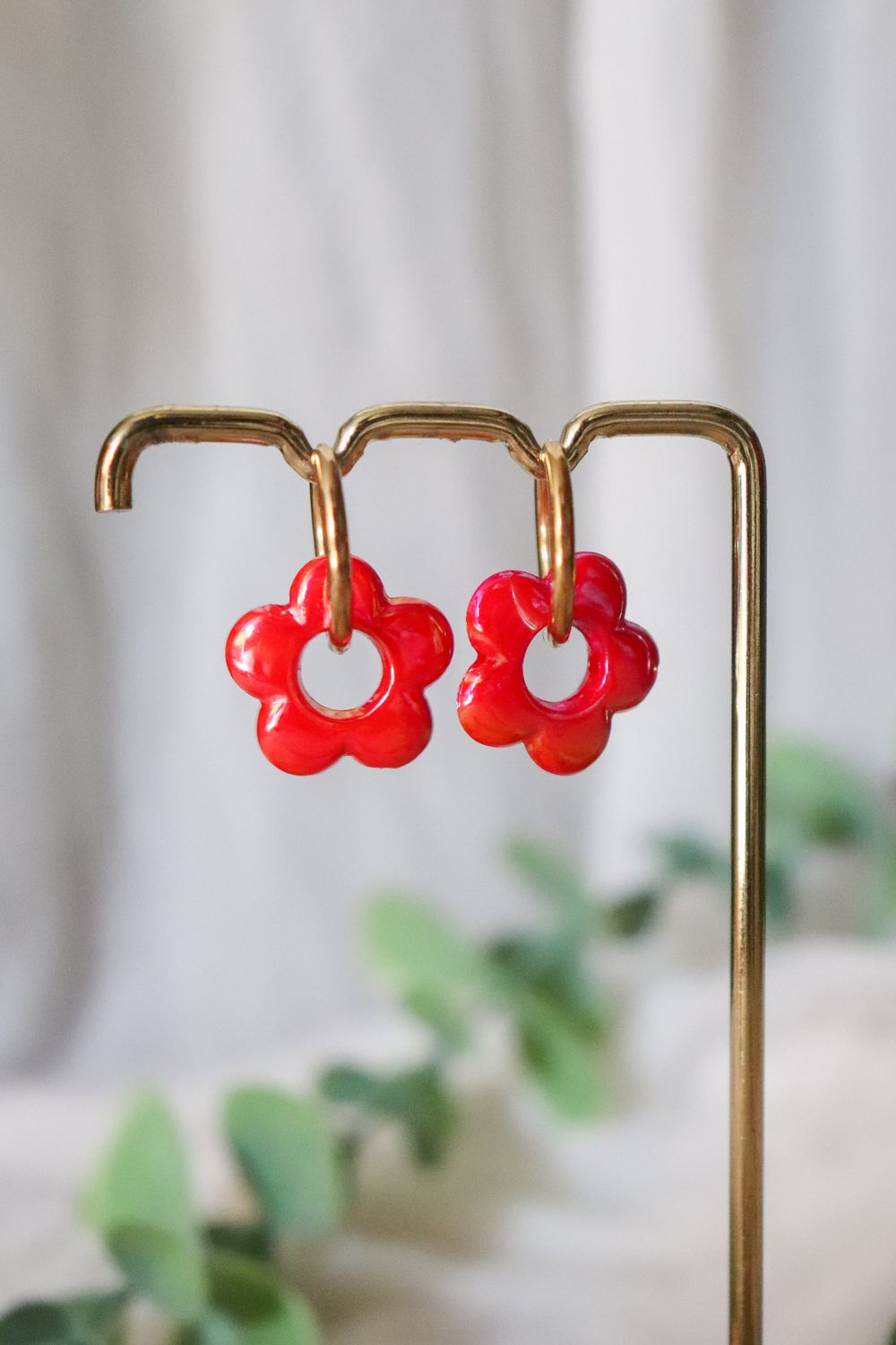 Boucle d'oreille - Grosses fleurs colorées nacré