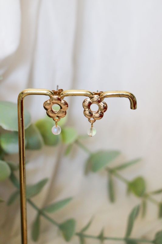 Parure collier et boucles d'oreilles fleurs