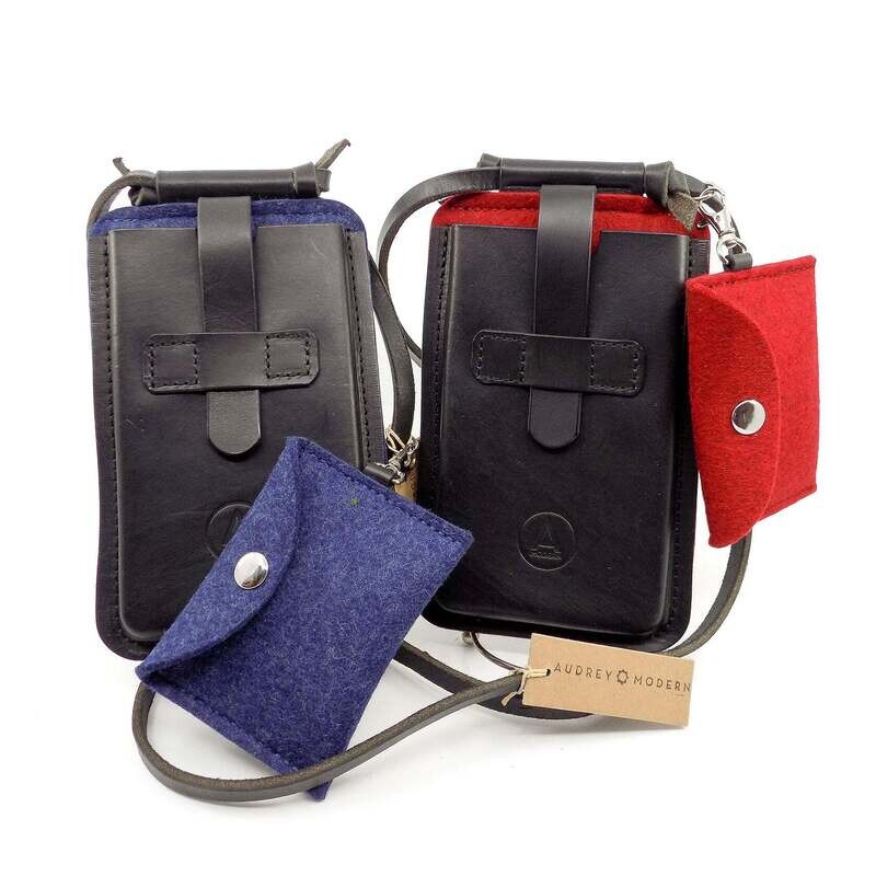 Leather and Felt Ace Phone Bag