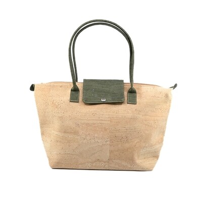 Large Cork Bag with Color Pop Snap Top