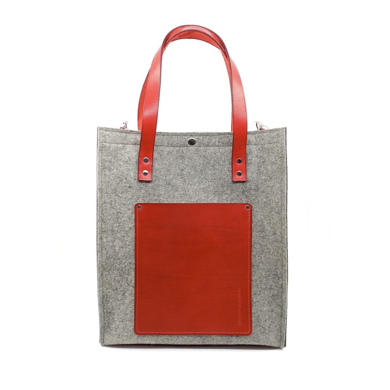 Handmade Leather and Felt Diamond Tote