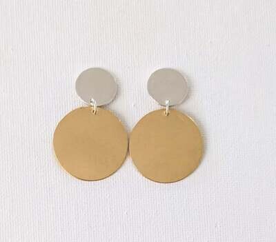 Silver and Brass Dots Earrings