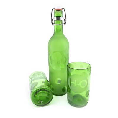 Upcycled Water Bottle And Glasses Set