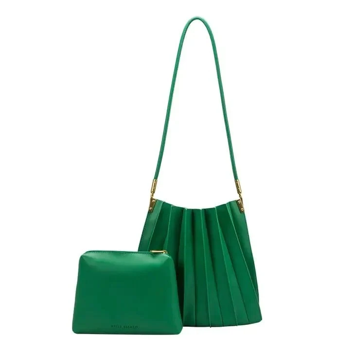 Fabulous Pleated Shoulder Bag with Pouch