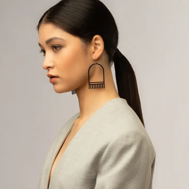 Brussels Earrings, Style: Textured Black
