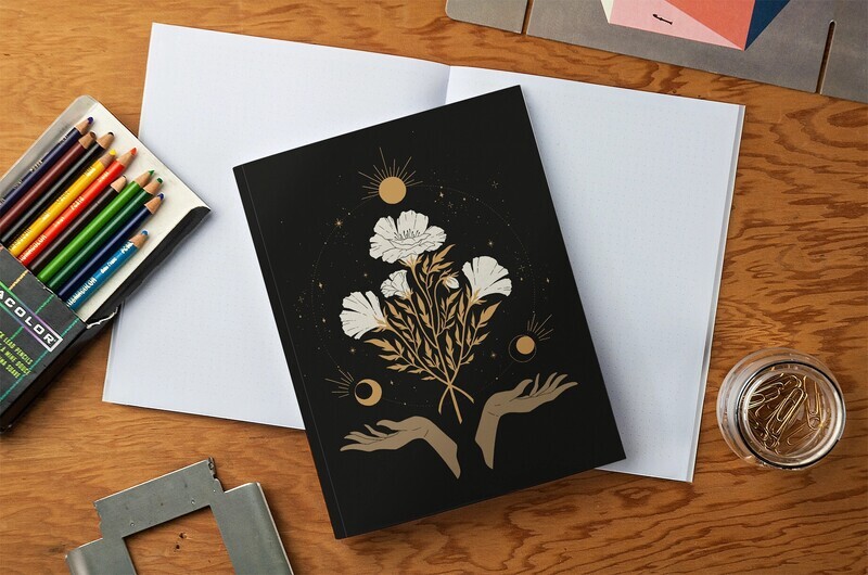 Celestial Flowers Medium Layflat Journal