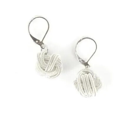 White Piano Wire Knot Earring