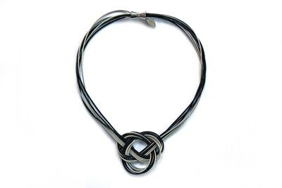 Silver and Black Figure 8 Piano Wire Necklace