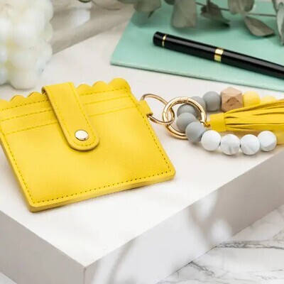 Leather Wallet with Bangle Bracelet Yellow