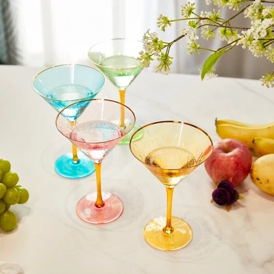 Gold Rimmed Crystal Martini Glasses (Set of 4)